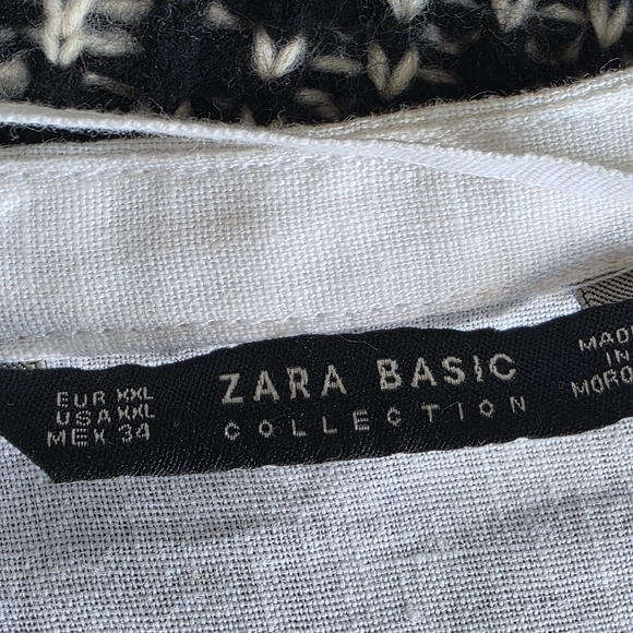 Zara White Button-Down Linen-Blend Shirt - Picture 2 of 6